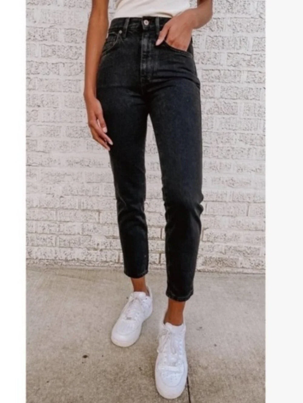 NWOT Free People Stove Pipe Jeans in Black Out Size 30